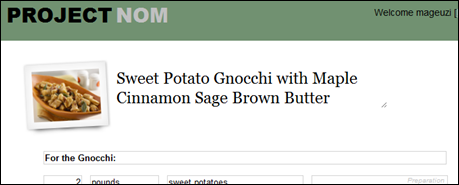 Project Nom - Editing a recipe