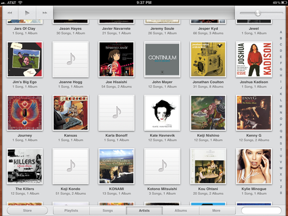 Music app on iOS 5 for iPad